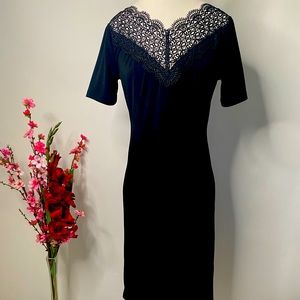 Calvin Klein short sleeve crochet detail dress